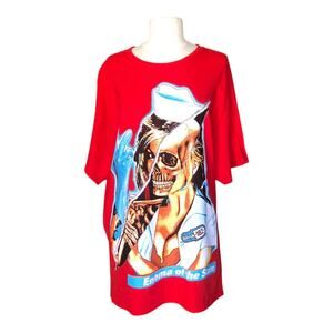 Blink 182 Enema Of The State Skeleton Nurse T-Shirt Red Crew Neck Unisex Sz XL